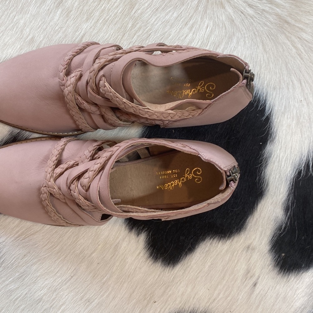 Anthropologie Dusty Rose Braided Ankle Booties - Picture 6 of 9